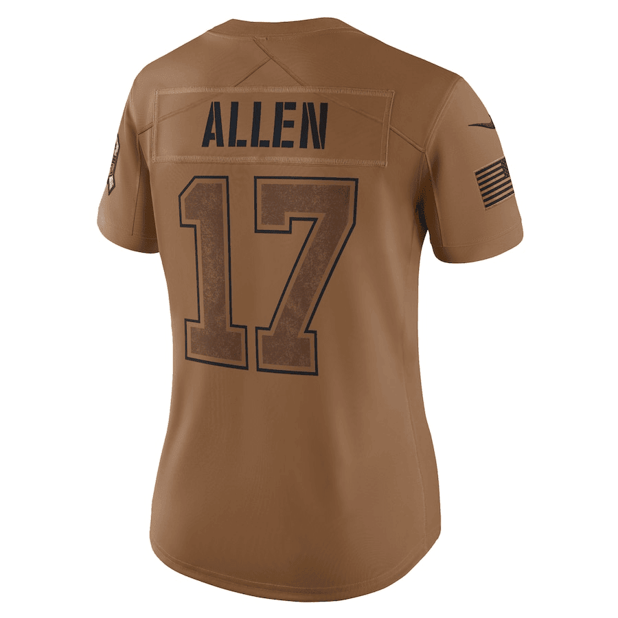 Josh Allen 17 Buffalo Bills 2023 Salute To Service Limited Women Jersey - Brown