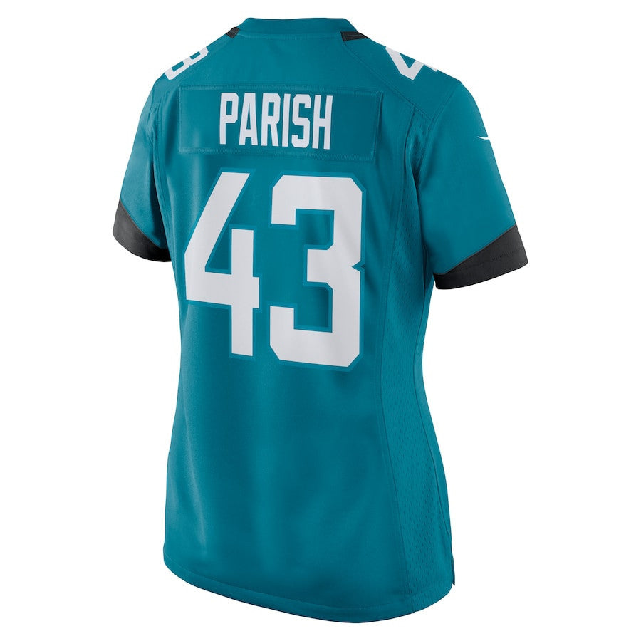 Derek Parish 43 Jacksonville Jaguars Women Game Jersey - Teal