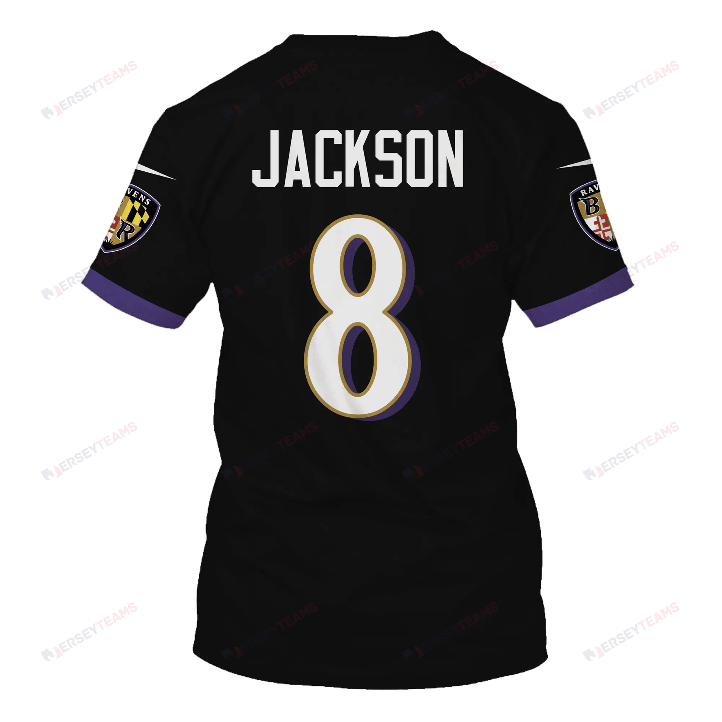 Lamar Jackson 8 Baltimore Ravens All Over Print T-shirt - Black