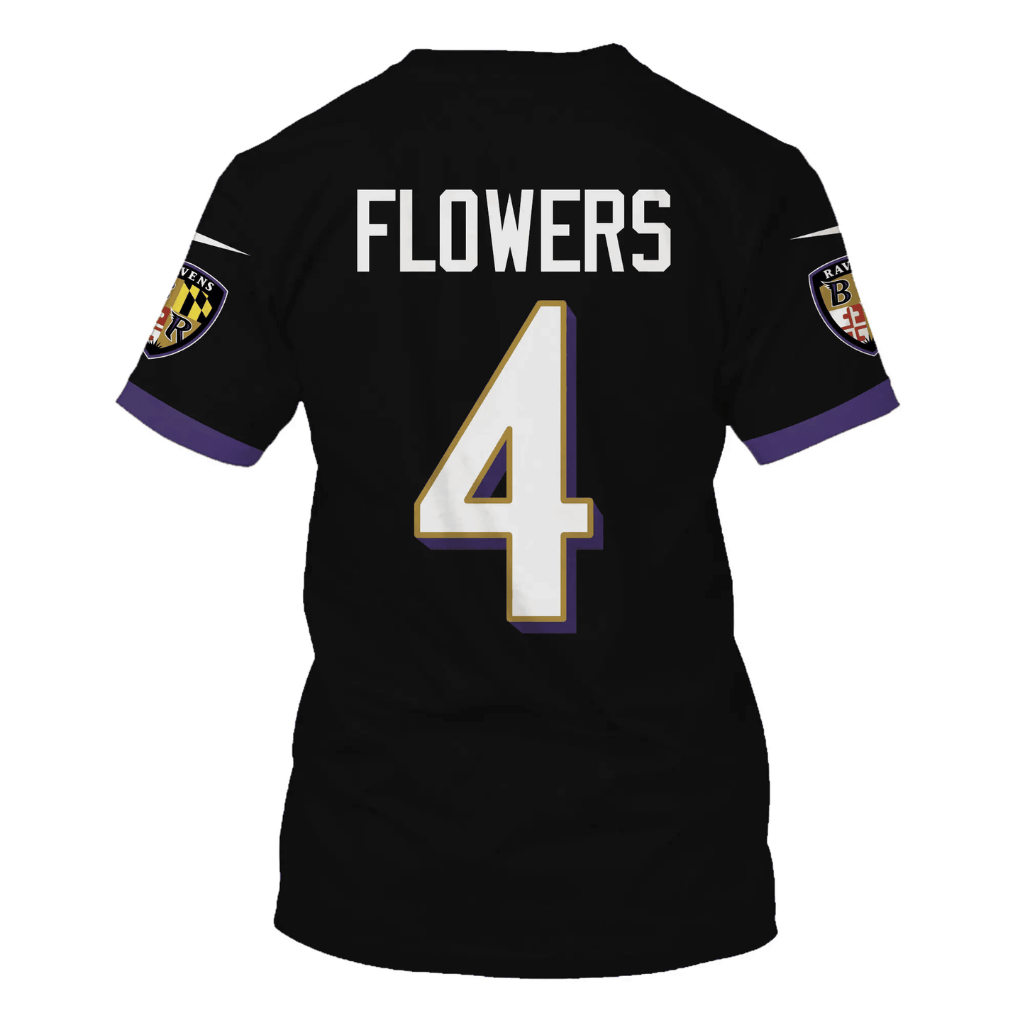 Zay Flowers 4 Baltimore Ravens All Over Print T-shirt - Black