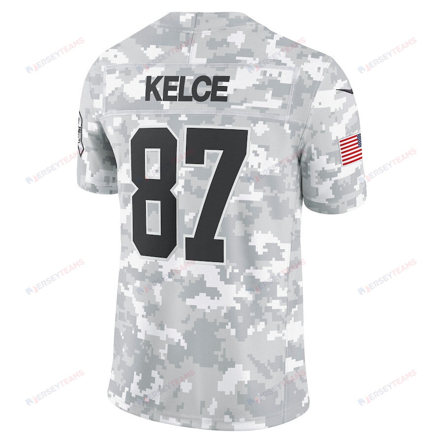 Travis Kelce 87 Kansas City Chiefs 2024 Salute to Service Limited Men Jersey - Arctic Camo