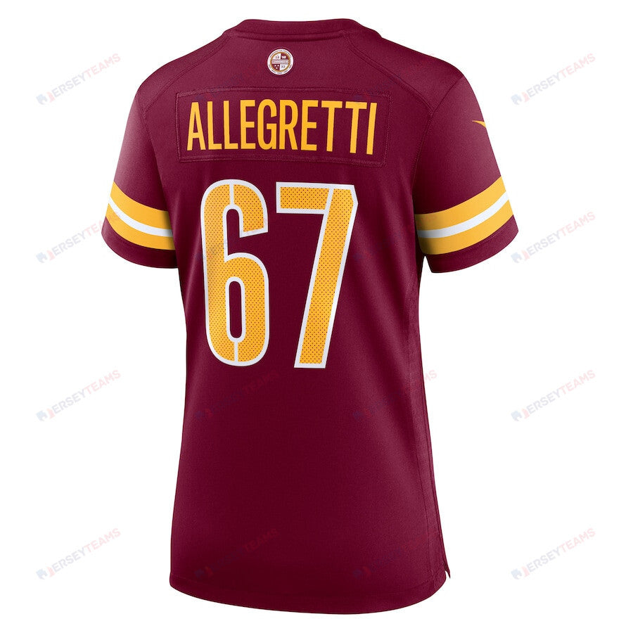 Nick Allegretti 67 Washington Commanders Women's Game Jersey - Burgundy