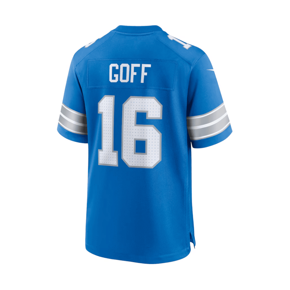 Jared Goff 16 Detroit Lions 2025 Pro Bowl Patch Game Men Jersey - Blue