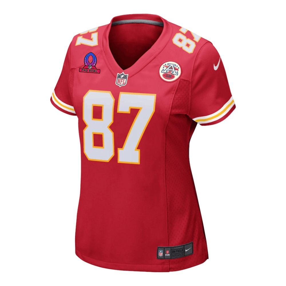 Travis Kelce 87 Kansas City Chiefs 2025 Pro Bowl Patch Women Game Jersey - Red