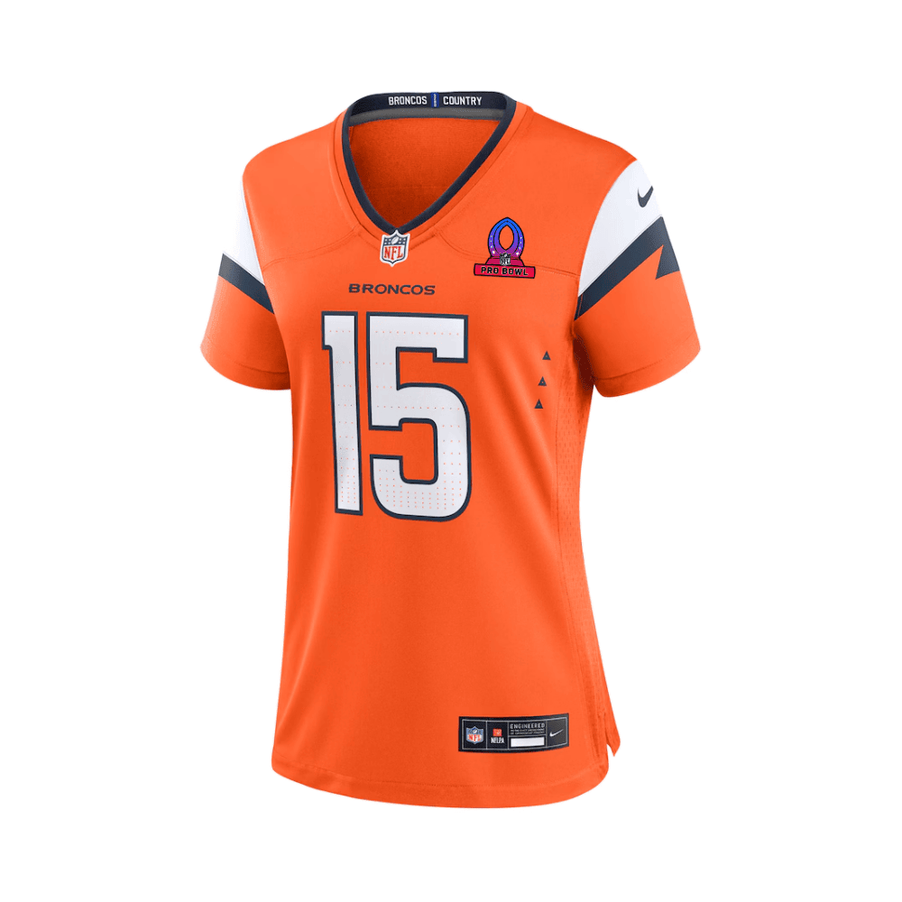 Nik Bonitto 15 Denver Broncos 2025 Pro Bowl Patch Women Game Jersey - Orange