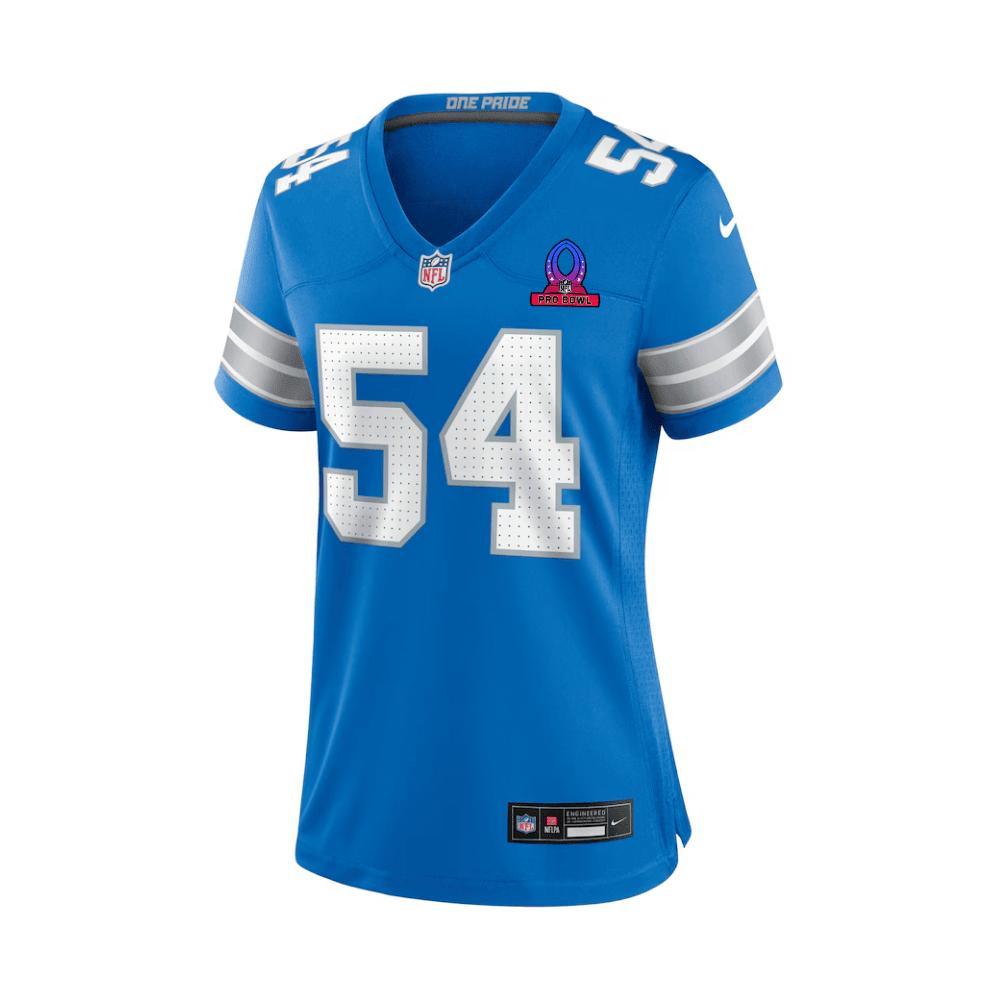 Alim McNeill 54 Detroit Lions 2025 Pro Bowl Patch Women Game Jersey - Blue