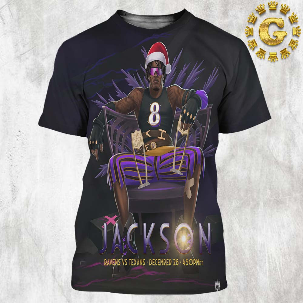 Arcane League Of Legends X Lamar Jackson Baltimore Ravens Vs Houston Texans NFL Game Day On December 25 2024 All Over Printed T-Shirt