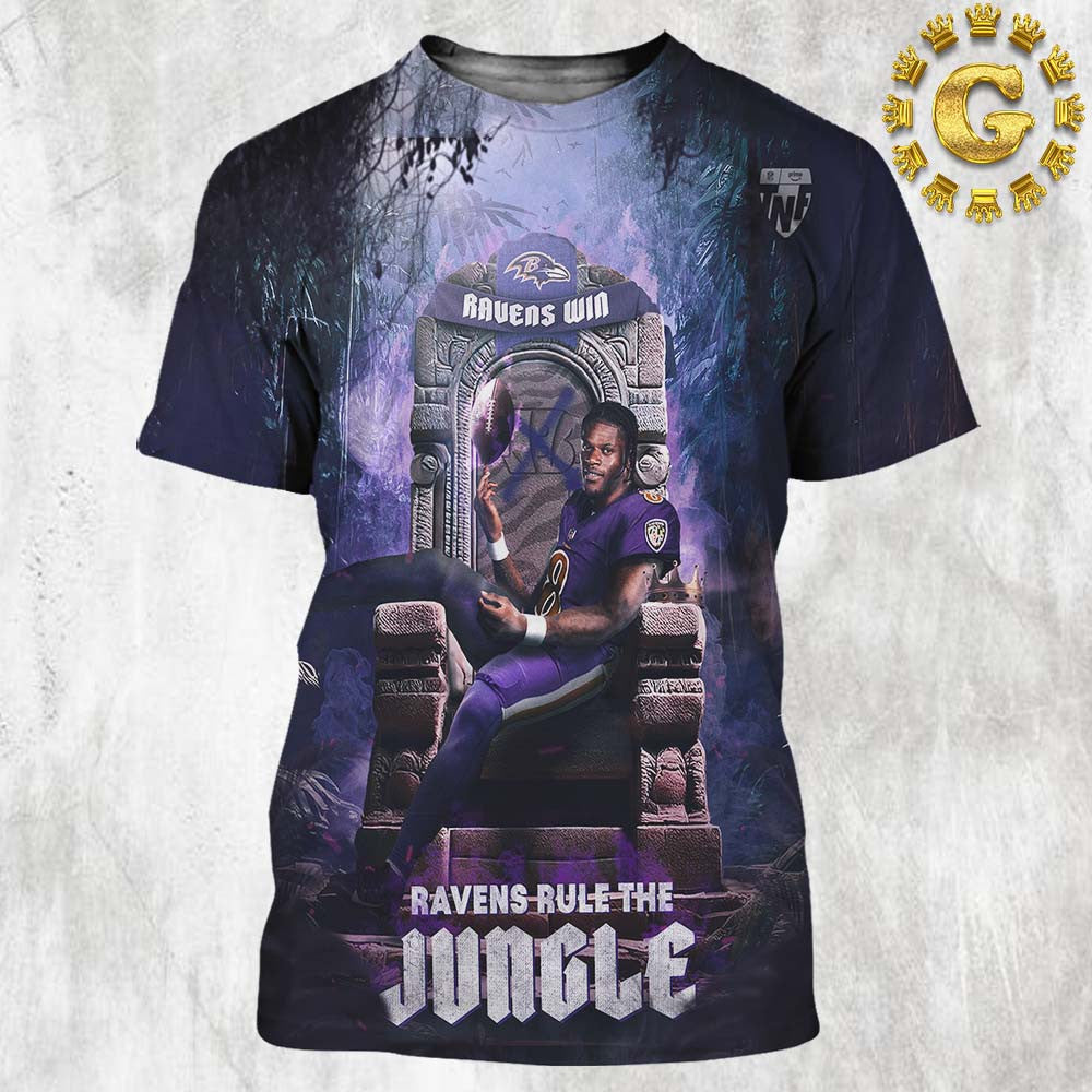 Lamar Jackson Baltimore Ravens Rule The Jungle Win All Over Printed T-Shirt