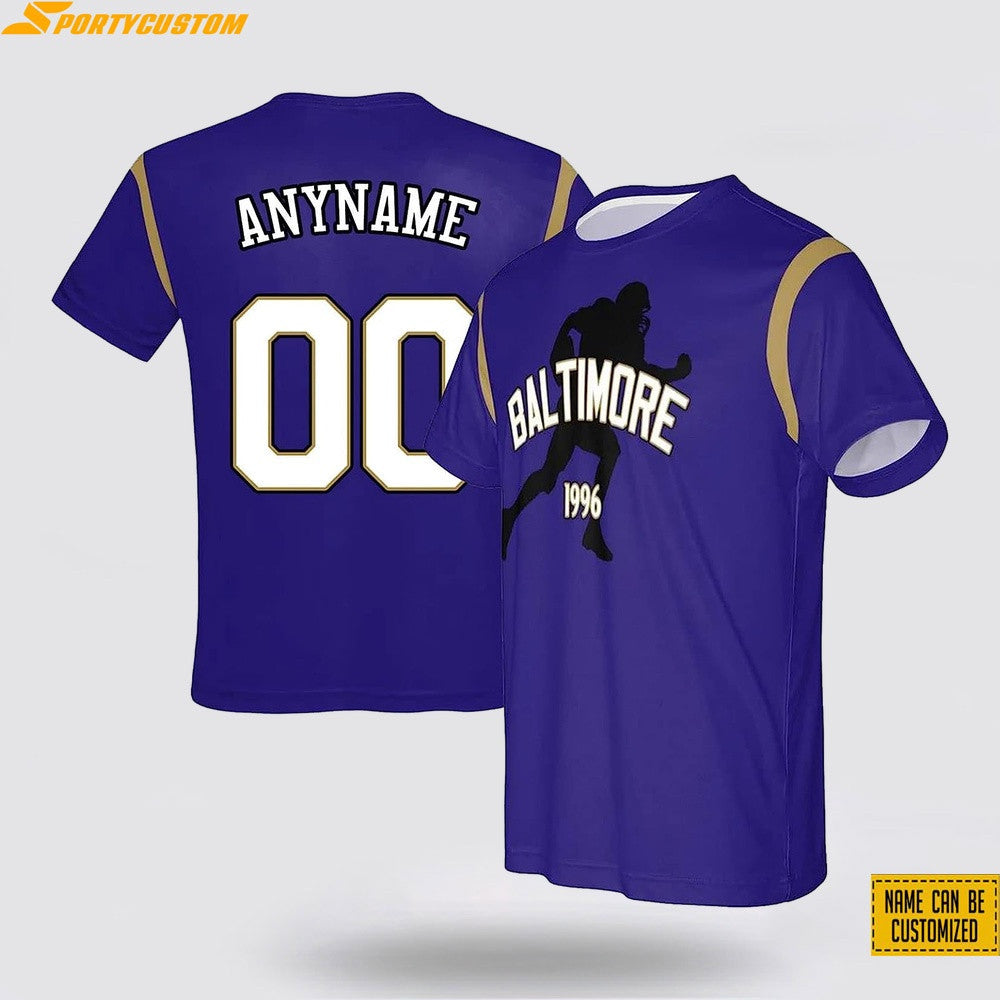 Baltimore Ravens Player Custom Name & Number All Over Printed T-Shirt - Purple