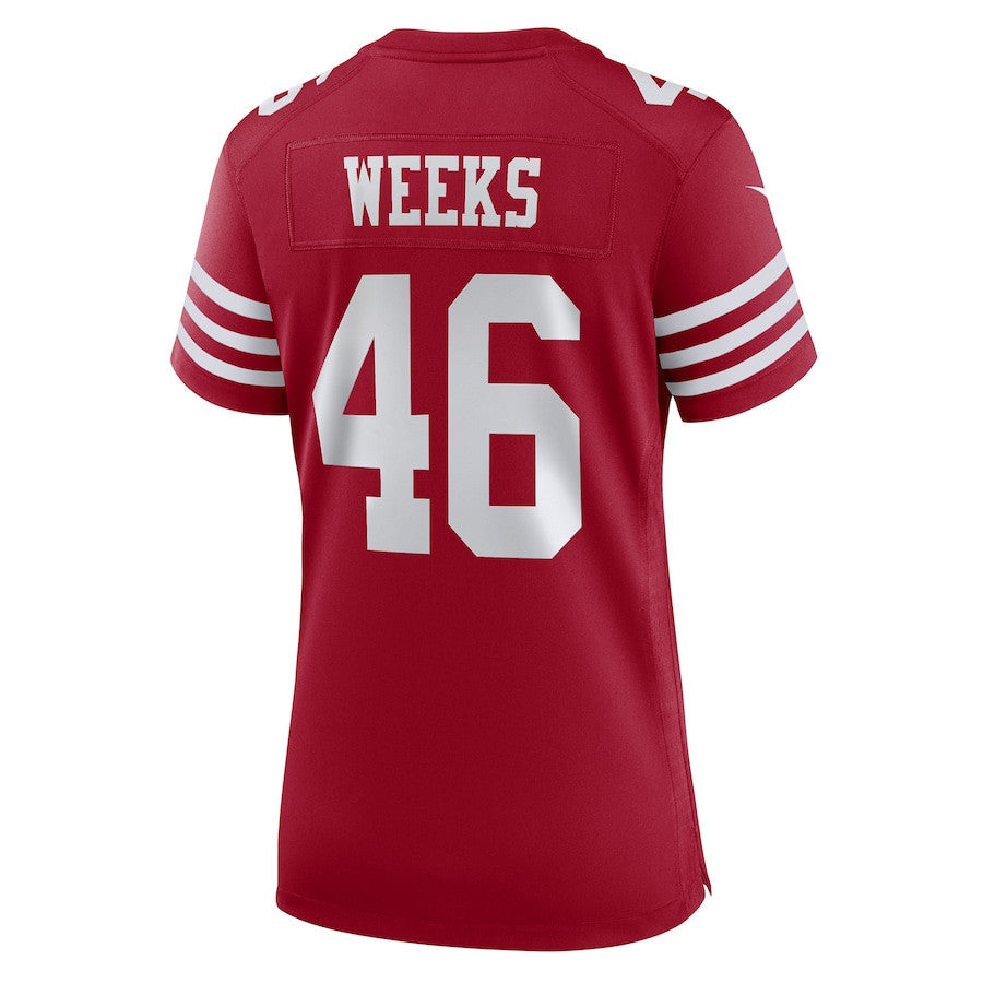 Jon Weeks 46 San Francisco 49ers Women's Team Game Jersey - Scarlet