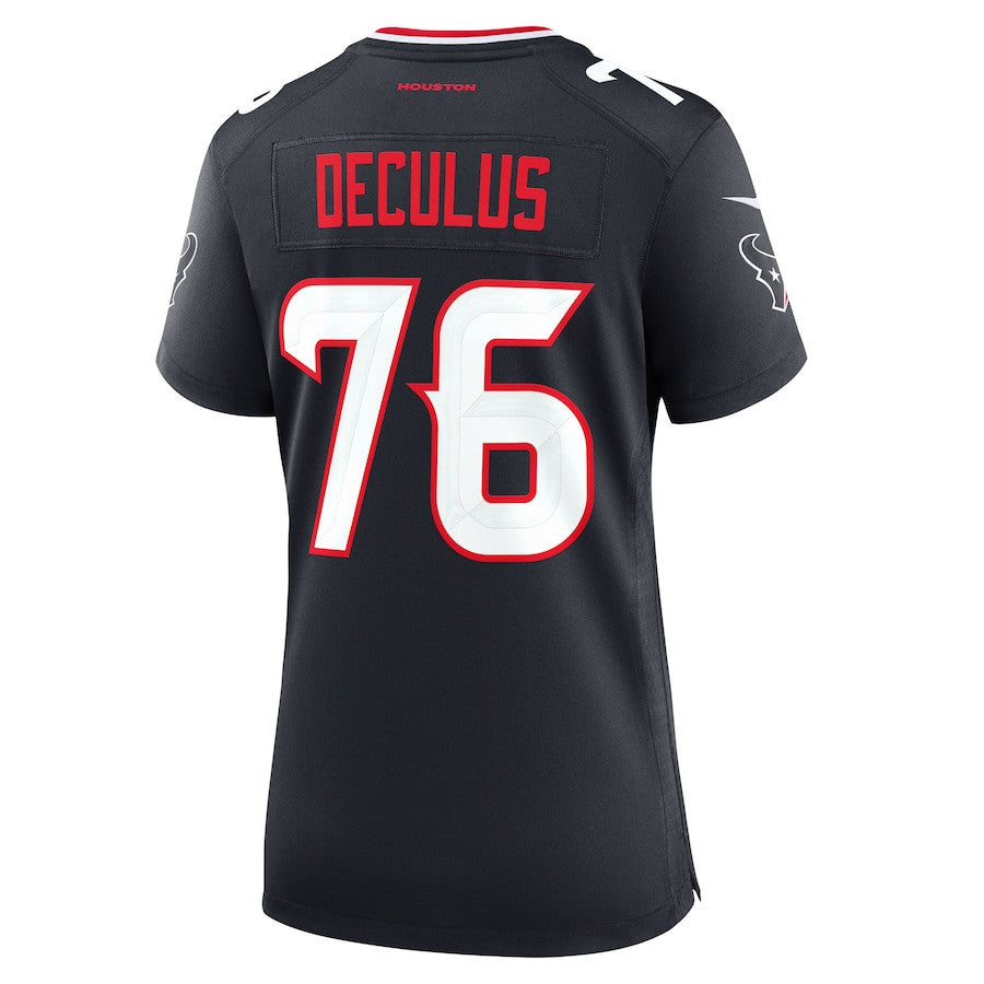 Austin Deculus 76 Houston Texans Women's Team Game Jersey - Navy