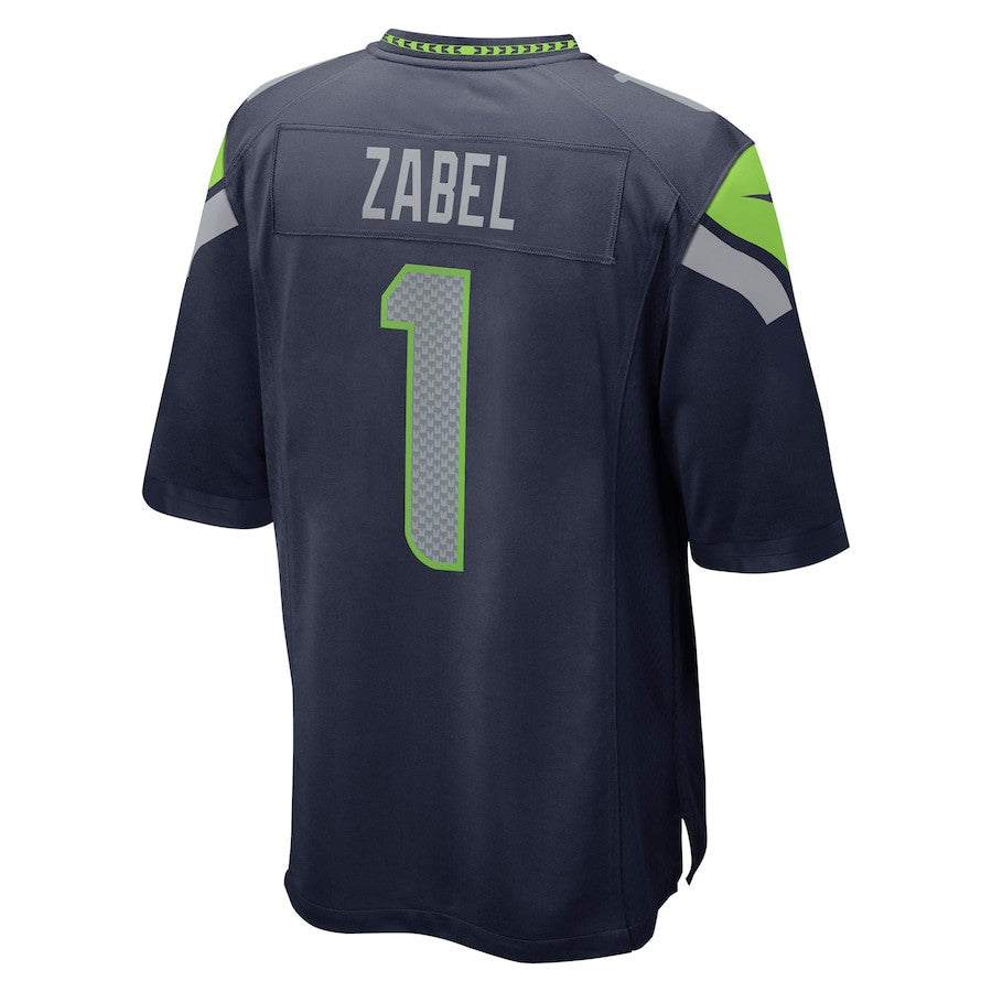 Grey Zabel 1 Seattle Seahawks 2025 Draft First Round Pick Game Men Jersey - Navy