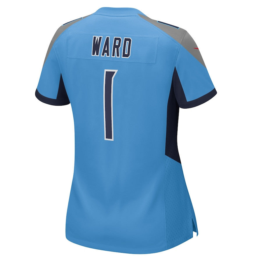 Cameron Ward 1 Tennessee Titans Women's 2025 Draft First Round Pick Game Jersey - Light Blue