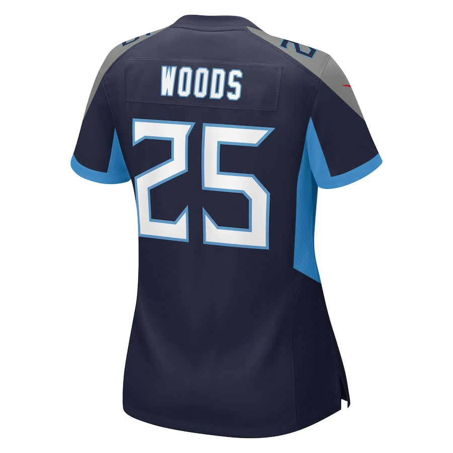 Xavier Woods 25 Tennessee Titans Women's Team Game Jersey - Navy