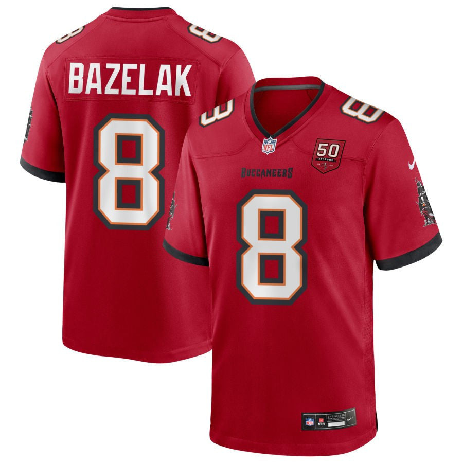 Connor Bazelak 8 Tampa Bay Buccaneers 50th Anniversary Game Men Jersey - Red