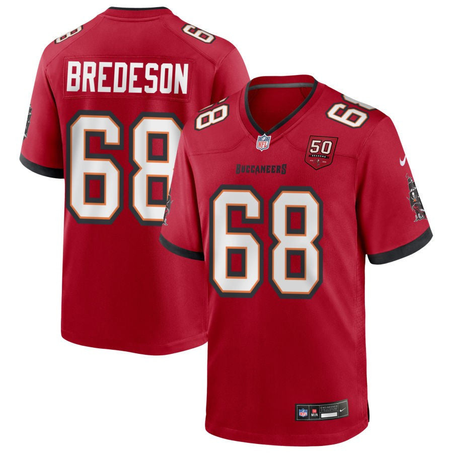 Ben Bredeson 68 Tampa Bay Buccaneers 50th Anniversary Game Men Jersey - Red