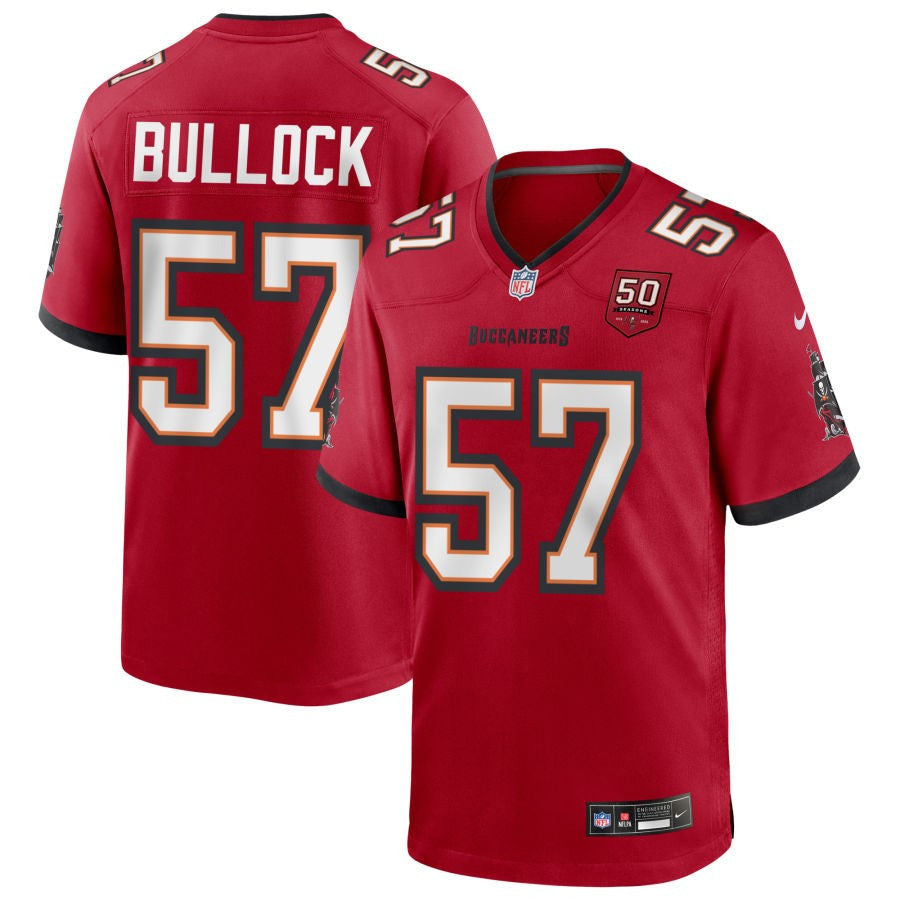 John Bullock 57 Tampa Bay Buccaneers 50th Anniversary Game Men Jersey - Red