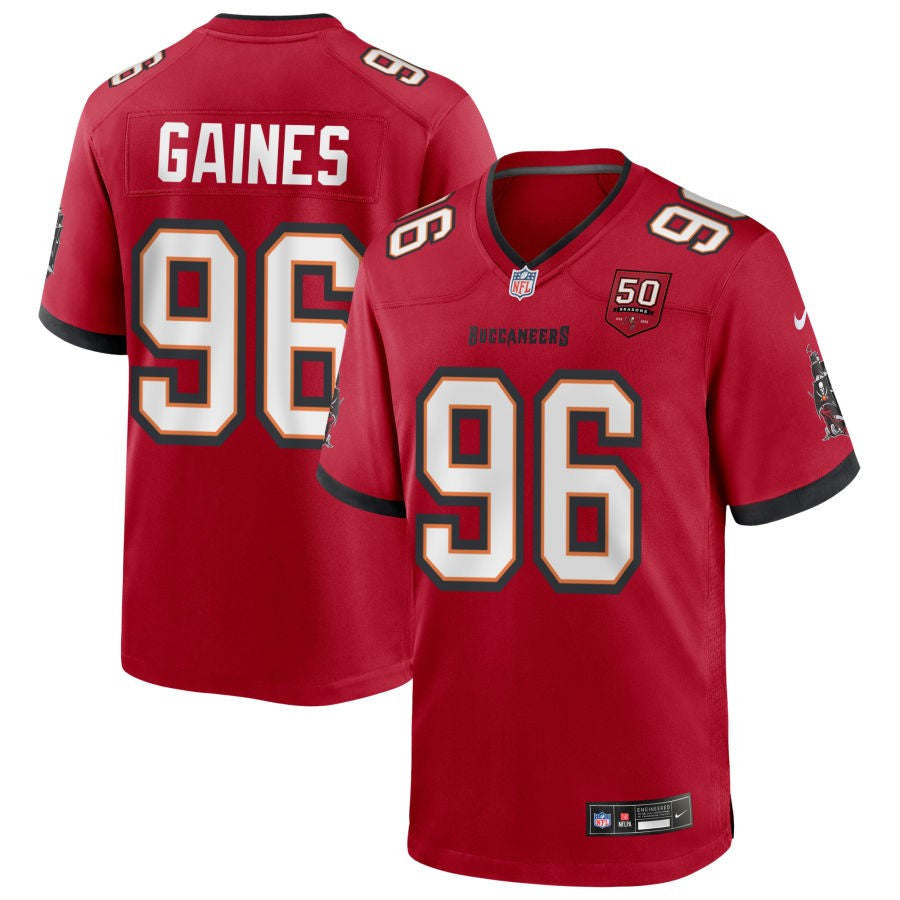 Greg Gaines 96 Tampa Bay Buccaneers 50th Anniversary Game Men Jersey - Red
