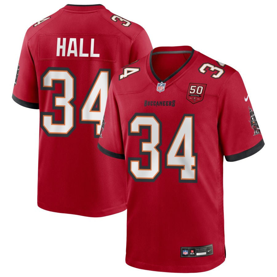 Bryce Hall 34 Tampa Bay Buccaneers 50th Anniversary Game Men Jersey - Red