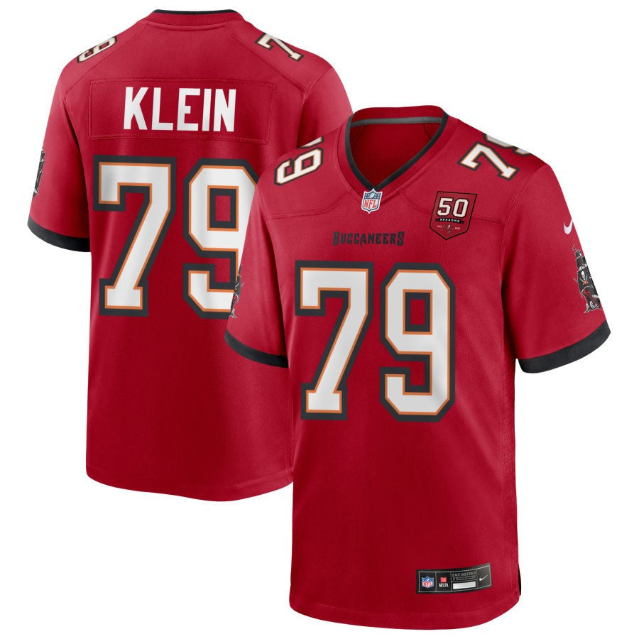 Elijah Klein 79 Tampa Bay Buccaneers 50th Anniversary Game Men Jersey - Red