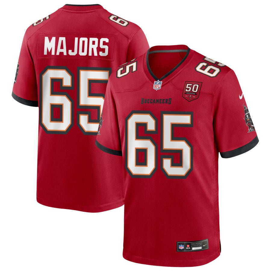 Jake Majors 65 Tampa Bay Buccaneers 50th Anniversary Game Men Jersey - Red