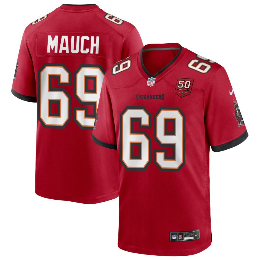 Cody Mauch 69 Tampa Bay Buccaneers 50th Anniversary Game Men Jersey - Red