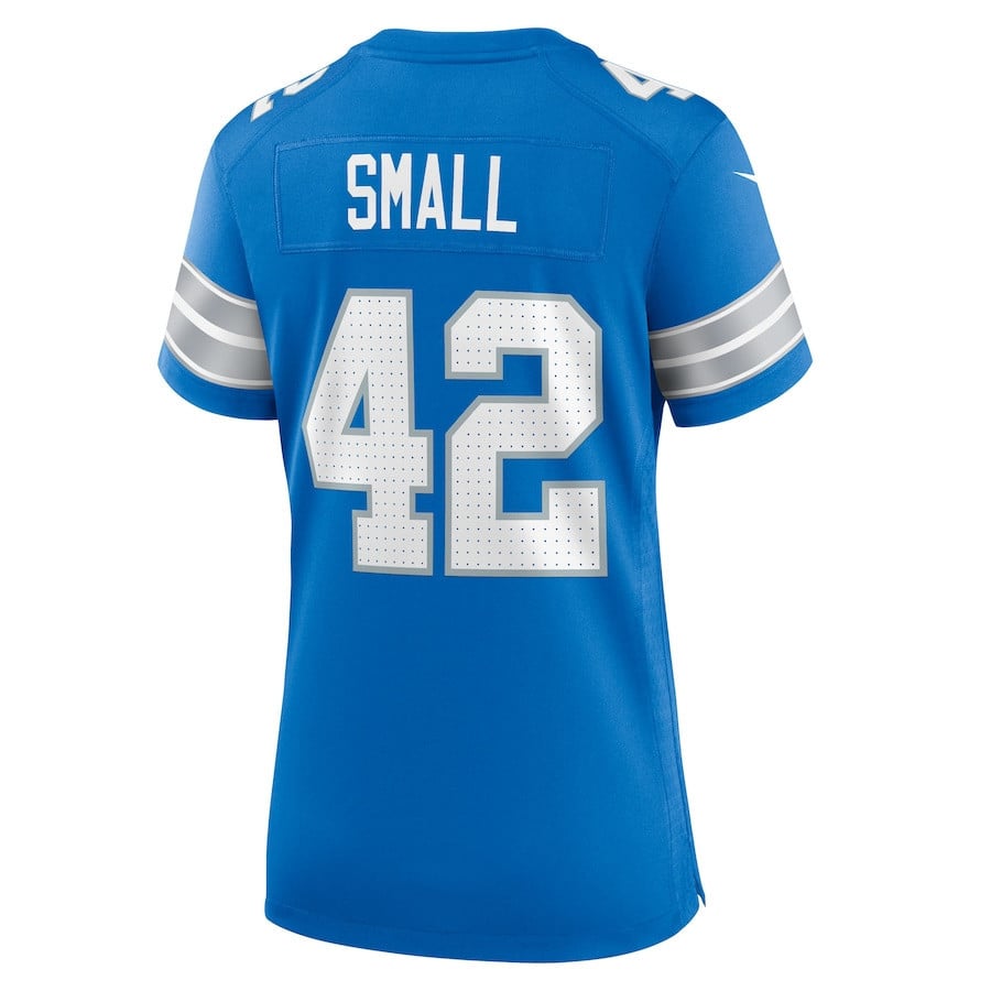 Jabari Small 42 Detroit Lions Women's Team Game Jersey - Blue