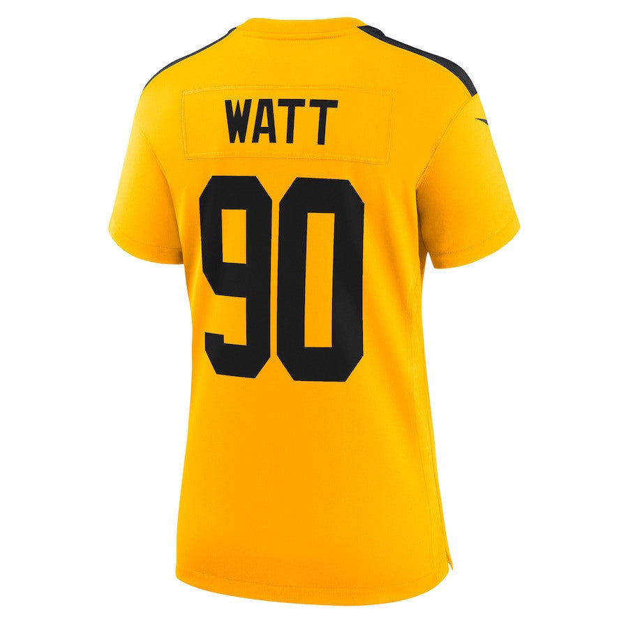 T.J. Watt 90 Pittsburgh Steelers Women's Alternate 1933 Throwback Game Jersey - Gold