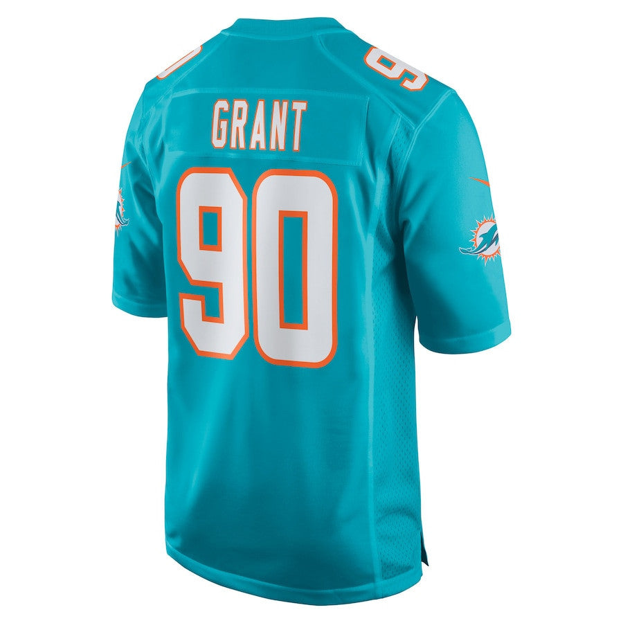 Kenneth Grant 90 Miami Dolphins 2025 NFL Draft First Round Pick Game Jersey - Aqua