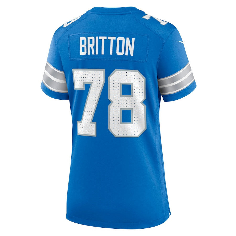 Gunner Britton 78 Detroit Lions Women's Team Game Jersey - Blue
