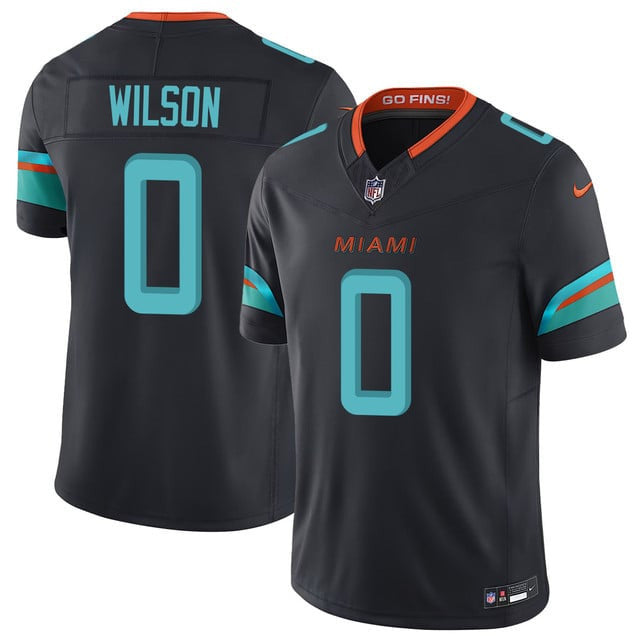 Zach Wilson 0 Miami Dolphins Vapor F.U.S.E. Limited Rivalry Series Men Jersey - Black