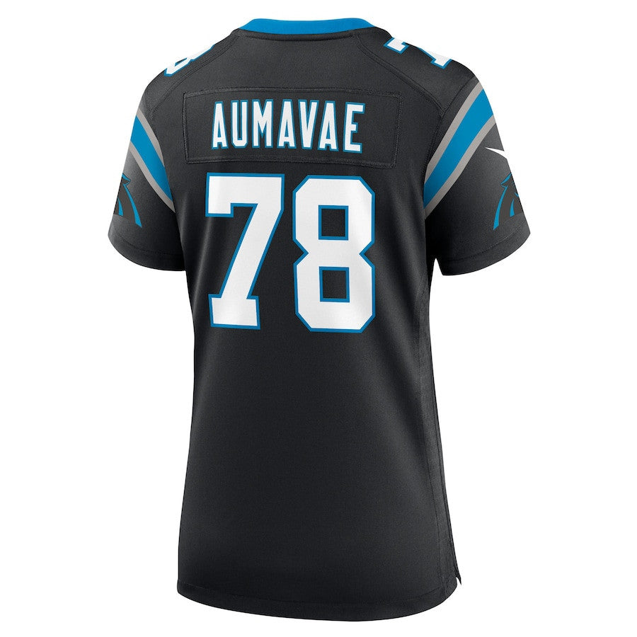 Popo Aumavae 78 Carolina Panthers Women's Team Game Jersey - Black