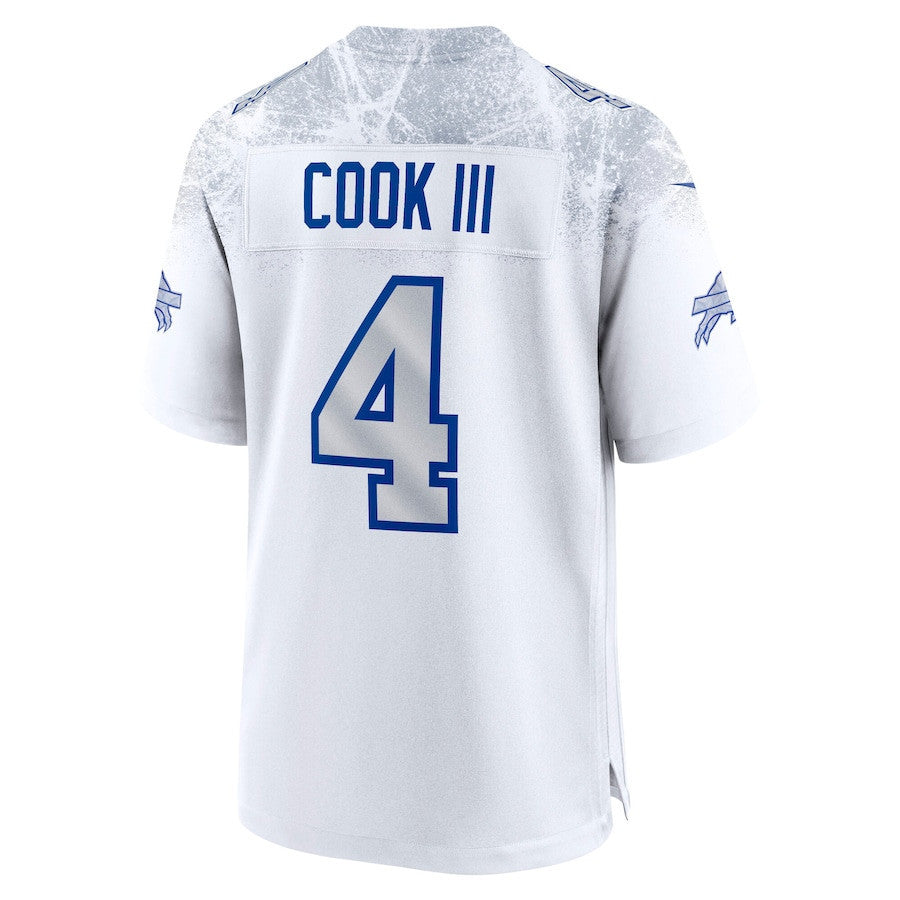 James Cook III 4 Buffalo Bills 2025 Rivalries Collection Game Men Jersey - White