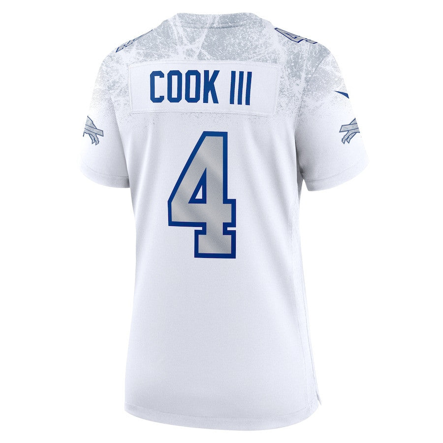 James Cook III 4 Buffalo Bills Women's 2025 Rivalries Collection Game Jersey - White