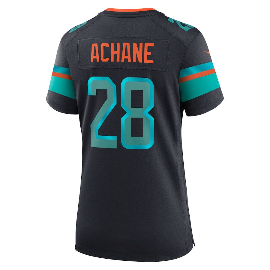 De'Von Achane 28 Miami Dolphins Women's 2025 Rivalries Collection Game Jersey - Pitch Blue