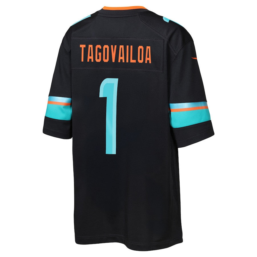 Tua Tagovailoa 1 Miami Dolphins YOUTH 2025 Rivalries Collection Game Jersey - Pitch Blue