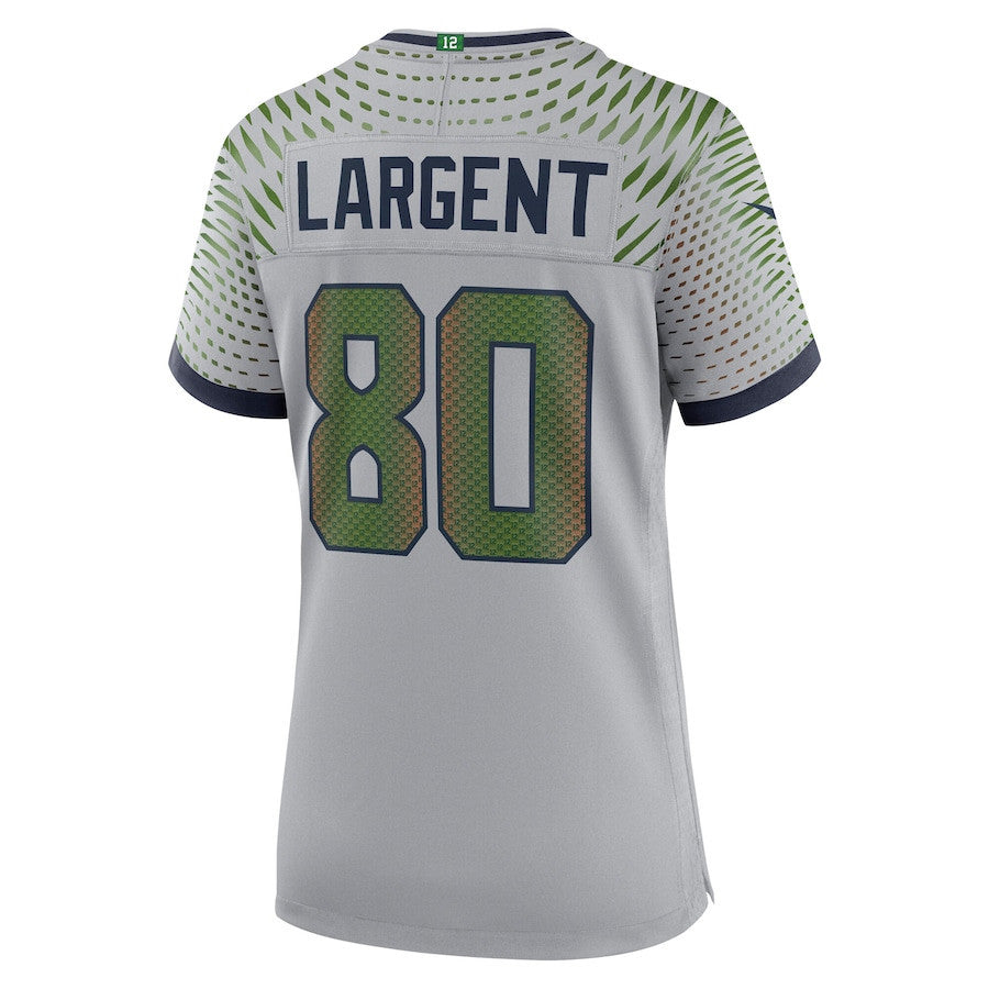 Steve Largent 80 Seattle Seahawks Women's 2025 Rivalries Collection Game Jersey - Wolf Gray