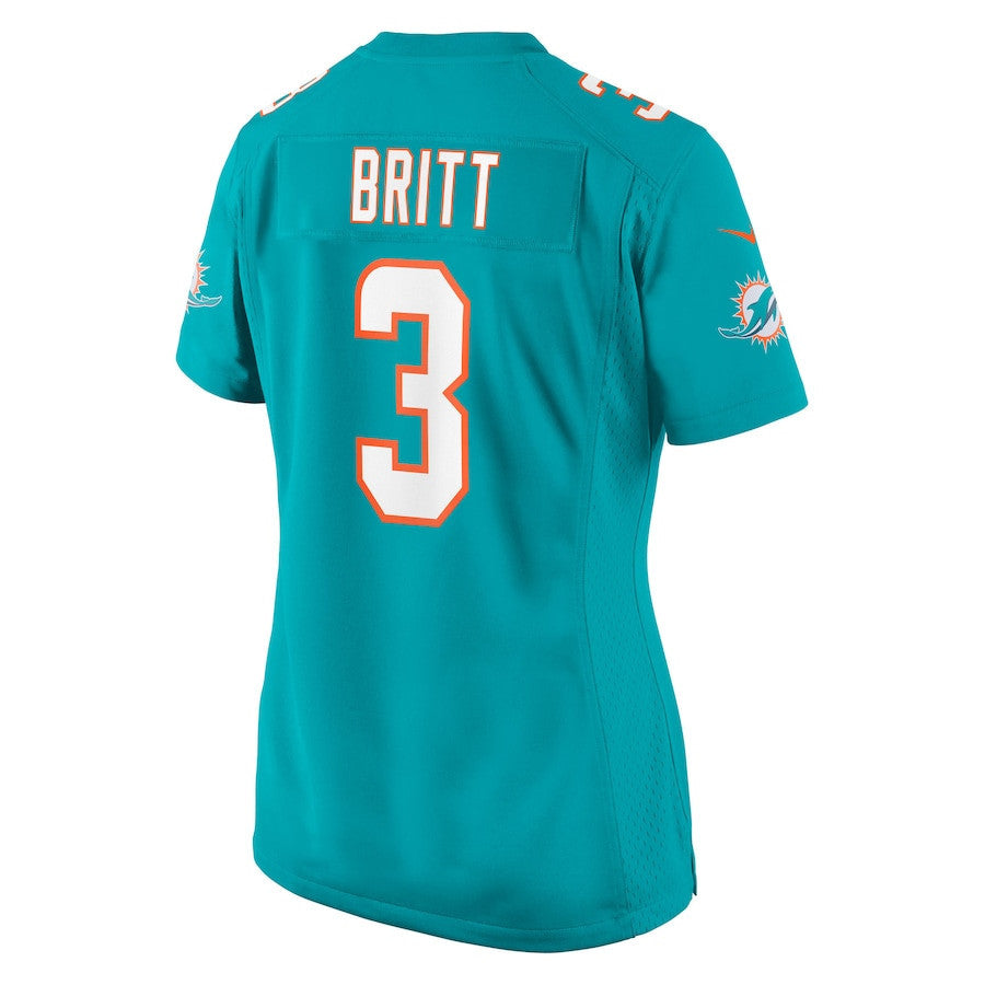 K.J. Britt 3 Miami Dolphins Women's Team Game Jersey - Aqua