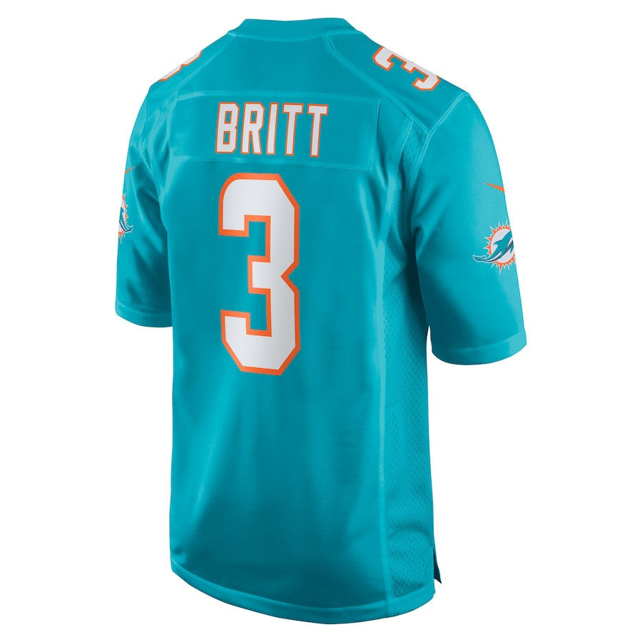 K.J. Britt 3 Miami Dolphins Team Game Men Jersey - Aqua