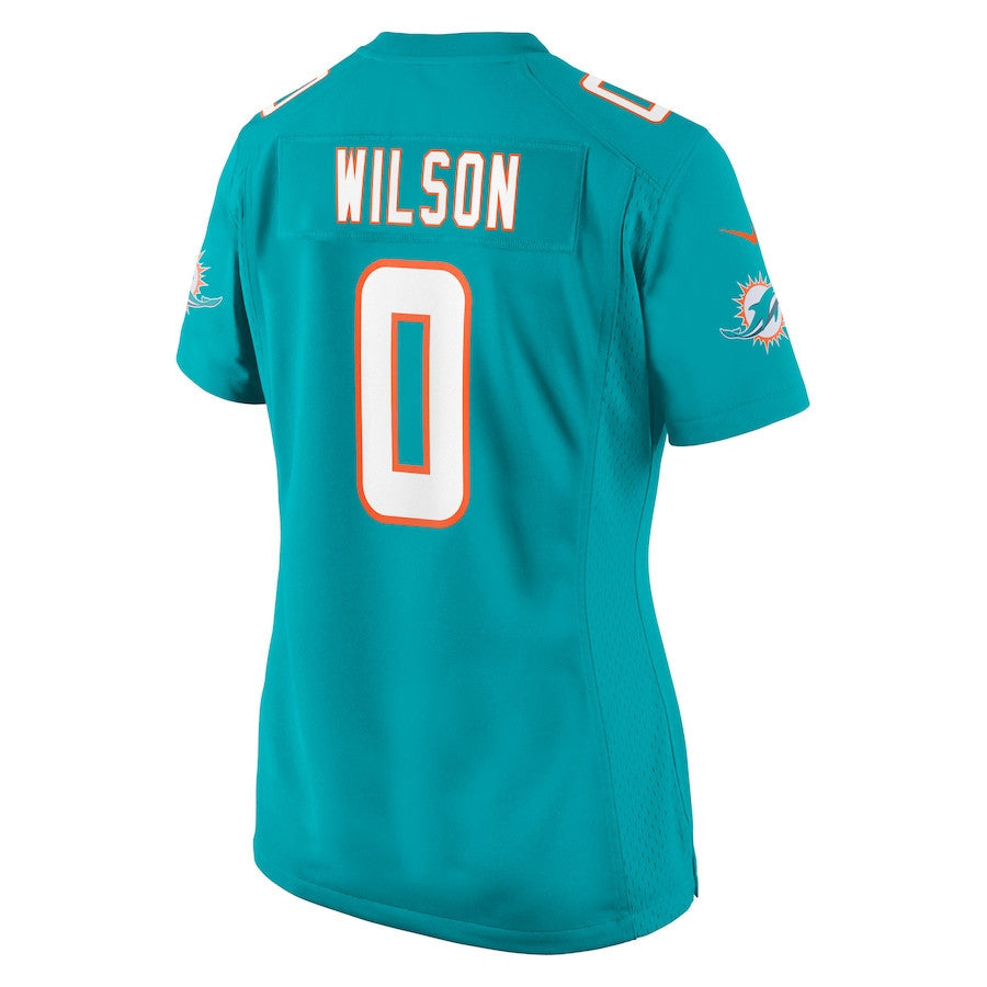 Zach Wilson 0 Miami Dolphins Women's Team Game Jersey - Aqua