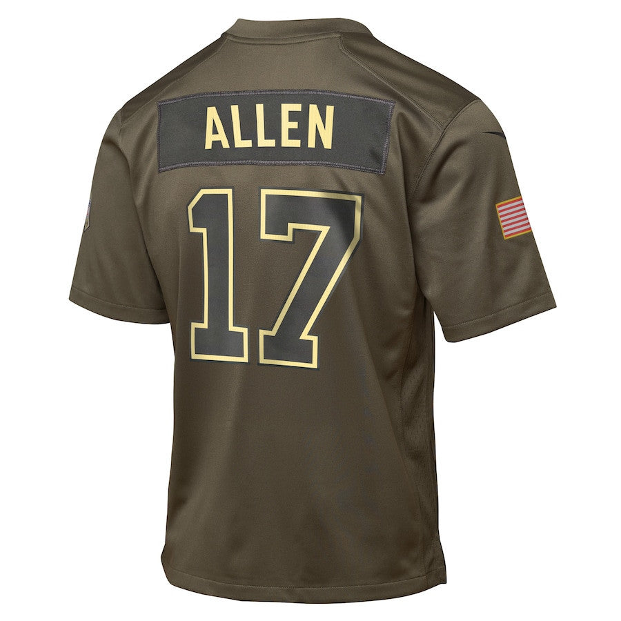 Josh Allen 17 Buffalo Bills 2025 Salute to Service YOUTH Jersey - Olive