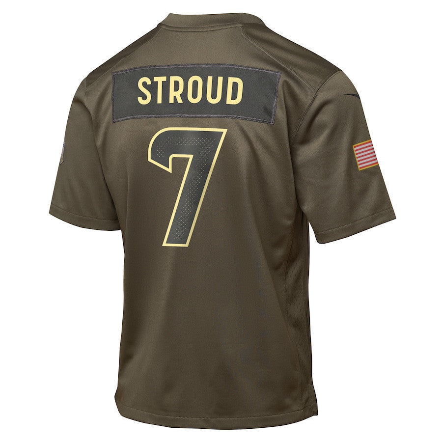 C.J. Stroud 7 Houston Texans 2025 Salute to Service YOUTH Jersey - Olive