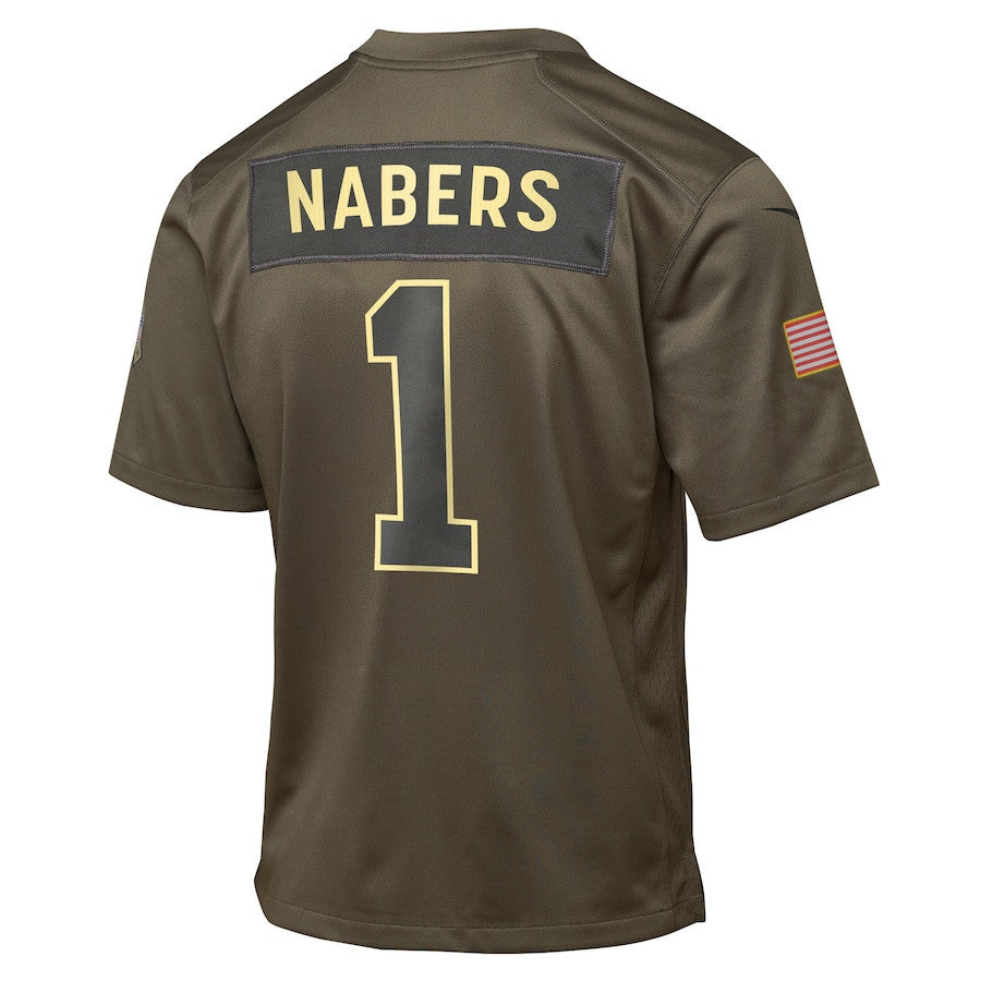Malik Nabers 1 New York Giants 2025 Salute to Service YOUTH Jersey - Olive