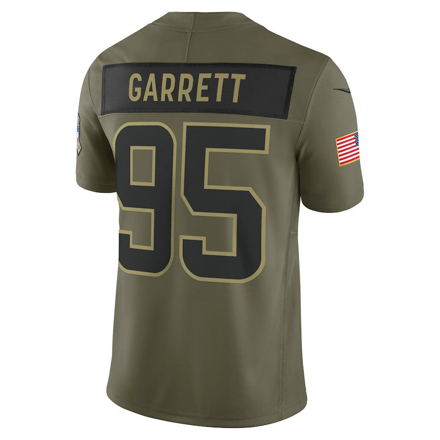 Myles Garrett 95 Cleveland Browns 2025 Salute To Service Men Jersey - Olive