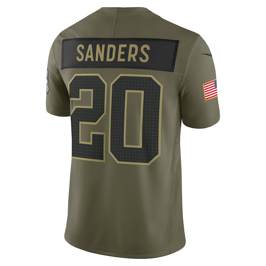 Barry Sanders 20 Detroit Lions 2025 Salute To Service Men Jersey - Olive