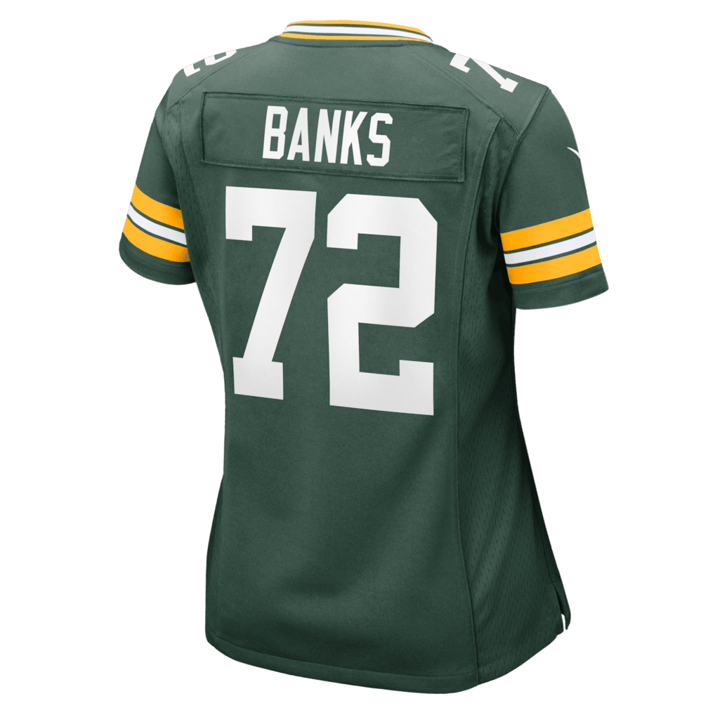 Brant Banks 72 Green Bay Packers Women's Team Game Jersey - Green
