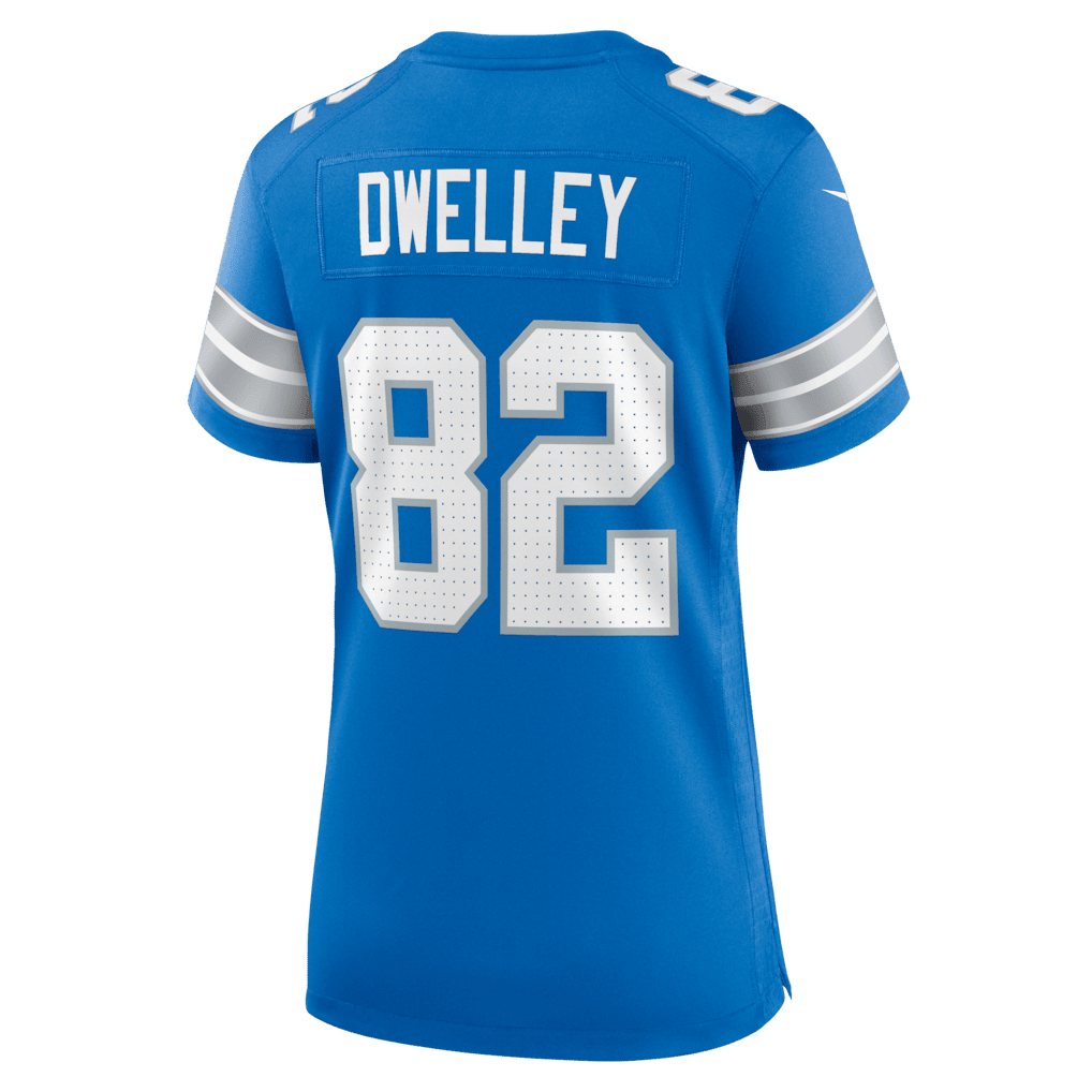 Ross Dwelley 82 Detroit Lions Women's Team Game Jersey - Blue