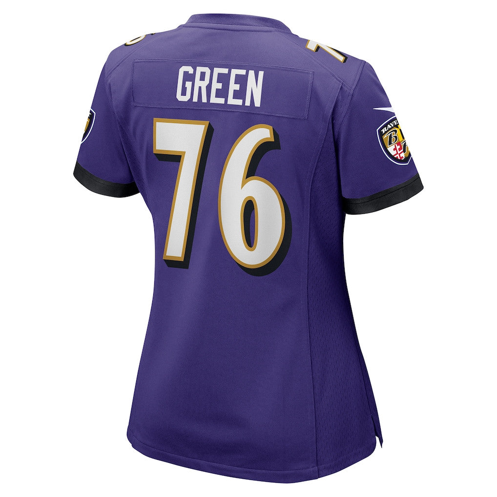 Kenyon Green 76 Baltimore Ravens Women's Team Game Jersey - Purple