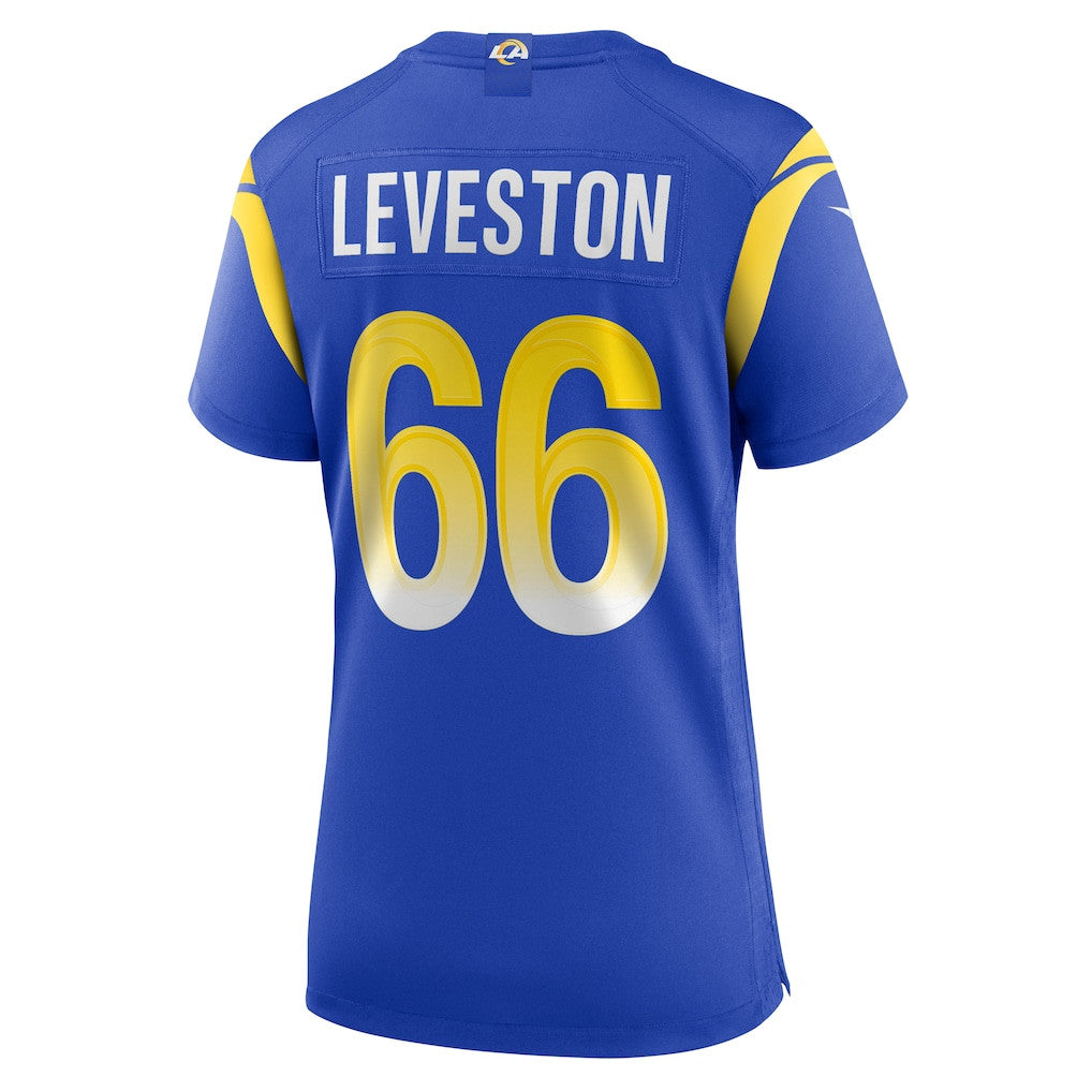 KT Leveston 66 Los Angeles Rams Women's Team Game Jersey - Royal