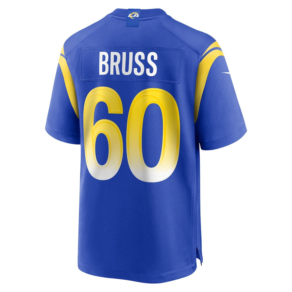 Logan Bruss 60 Los Angeles Rams Game Men Jersey - Royal